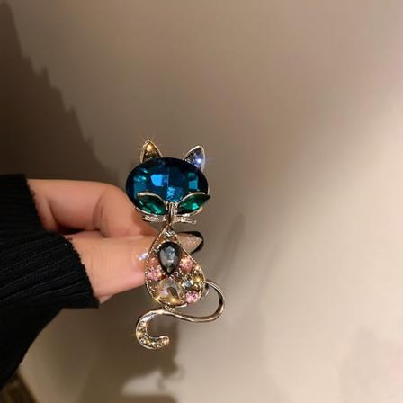 IC Kristall Rhinestone Katt Brosch För Kvinnor Legering Djur Pins
