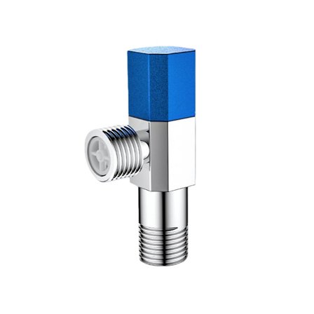 Universal G1/2 vinkelventil til varmt og koldt vand – Messing og rustfrit stål, keramisk disk, jævn regulering Blue
