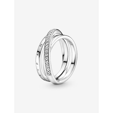Pandora - Crossover Pavé Trippelbandsring - Sterlingsilver