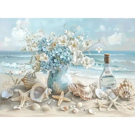Diamantmaling og diamantmaling – 5D Full Drill DIY Veggdekorasjon (30×40 cm), Strandtema