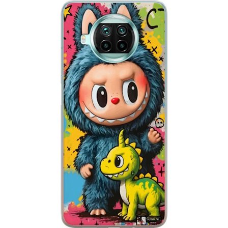 Yhteensopiva Puhelinkuori Xiaomi Mi 10T Lite 5G Söpö hahmo sinisessä hirviöasussa Labubu, jossa pieni keltainen dinosaurus värikkäässä kawaii taiteess