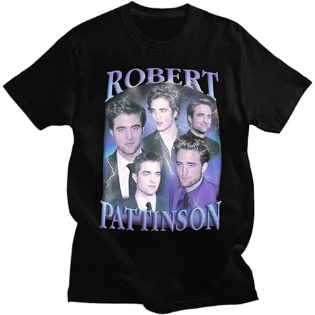 Robert Pattinson T-shirt Herr Kortärmad Vintage Rob Edward Cullen T-shirt Summer Tee Toppar Bomull Oversized T-shirt Man Herr Svart -vuxen, 3xl