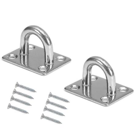 Heavy Duty Sikkerhetsstift U-kroker 60mm Pad Øyeplate Med hull Takkrok Veggfestekrok med skruer For veggtakhenging - Pakke med 2 C