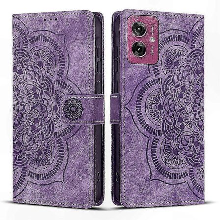 Retro Frostet Lær Telefonveske med Mandala-mønster - Slankt Beskyttelsesdeksel for Smarttelefoner