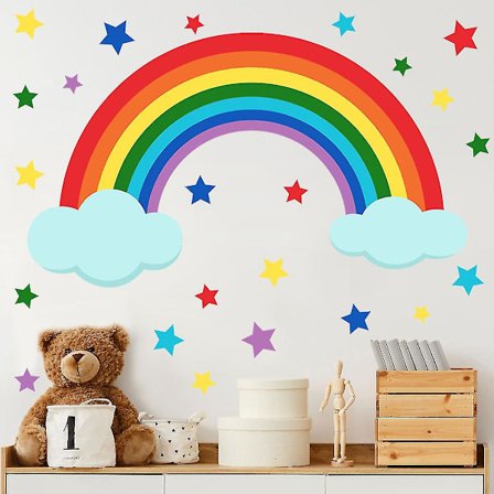Numb 1pc Rainbow Decals Stickers Girls Bed R