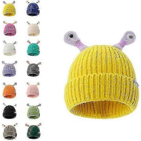 Vinter Foreldre-barn Søt Glødende Liten Monster Strikkelue, Morsom Søt Monster Beanies Lue, Morsom Glødende Monster Strikket Lue - KC