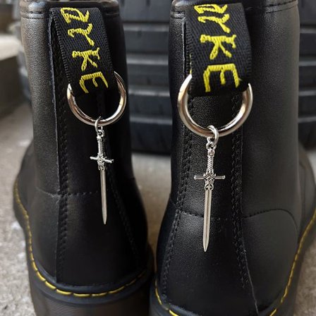 Gothic Sword Flame Serpent Pentagram Martens Metal Circle Shoe