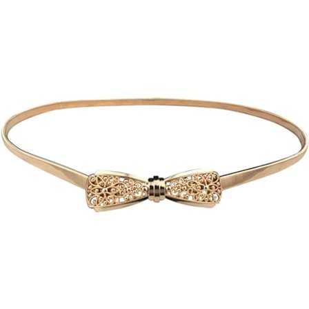 Söt rosett i metall spänne smal stretch midja bälte för klänningar