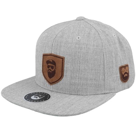 Bearded Man - Grå snapback Caps - Cap Man Badge Patch Heather Grey Snapback @ Hatstore