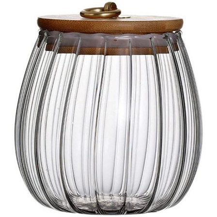 1 stk Lufttett Glassoppbevaringskrukke med Naturlig Trelokk for Pasta,