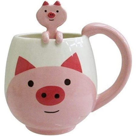 Rolig Kaffekopp 14 oz Gris Kaffekopp med Sked Rolig Presentkopp Nyhet Kopp Keramikkopp Present till Kvinnor Män Födelsedag Jul