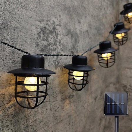 Solcellsdrivna Utomhus String Lights Retro Bubbelkula 10leds