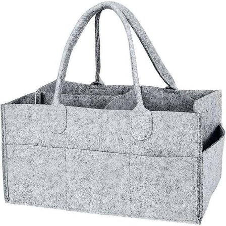 Hopfällbar blöjhink med förvaringskorg, bärbar förvaringskorg för barnkammare med utbytbara fack (ljusgrå)