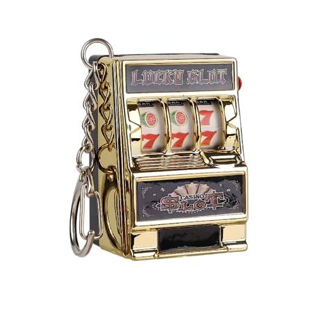 Mini Gambling Spelautomaten Nyckel Kedjor Creative Arcade Pocket Fruit Lucky Jackpot Gadget Antistress Leksak Roliga Spel Nyckelchain Ringe gold