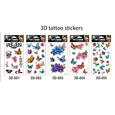 Sexy 3D midlertidige tatoveringsklistremerker - edderkopp- og sommerfugldesign for kragebein, ankel og mer, vanntette kroppskunstdekaler