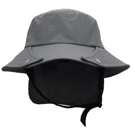 Surf Bucket Hat UV-beskyttelse Unisex Solhatt med Hakestropper Vanntett Pustende Fiskehatt med Avtakbar Nakkeklaff for Surfing Vannsport