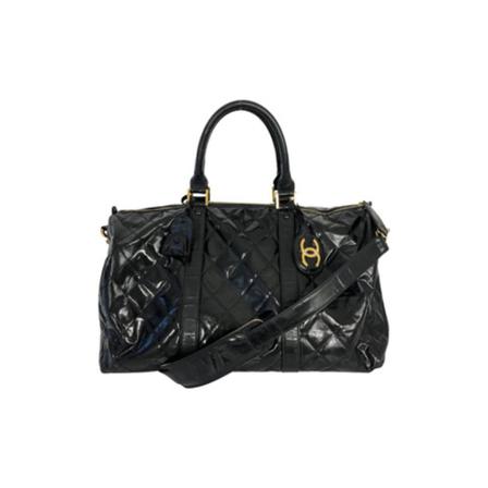 Chanel Vintage pre-owned Travel Taske Patent Sort, Dame Vintage Tasker, Størrelse: ONE Size