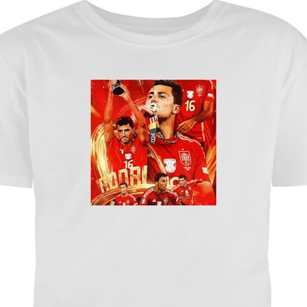 Børne T-shirt Rodri Manchester City Spanien Ballon dOr vinder fodbold midtbanespiller dominerende boldsikker spiller med stærk fysik og højt taktis