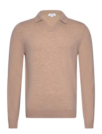Swift Knitwear Long Sleeve Knitted Polos Beige Reiss*Betinget Tilbud