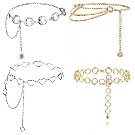 4 st metallkedjebälte dam magkedja mode höftkedja