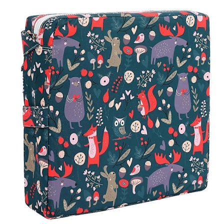 Vattentät Sittdyna Slitstark Dynsits Matstolsdyna Höjdhöjande Dyna för Baby Spädbarn Student (Glada Djur Mörkgrön)