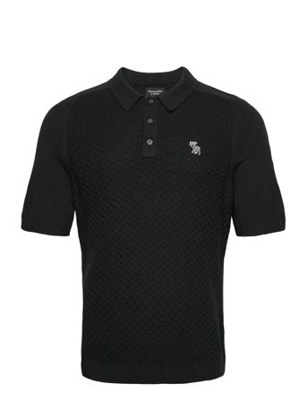 Anf Mens Sweaters Polos Short-sleeved Svart Abercrombie & Fitch*Betinget Tilbud