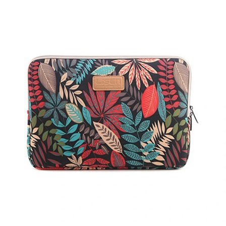 15 tuuman kannettavan tietokoneen suojakotelo laukku värikkäät lehdet kannettavalle tietokoneelle (musta pohja)