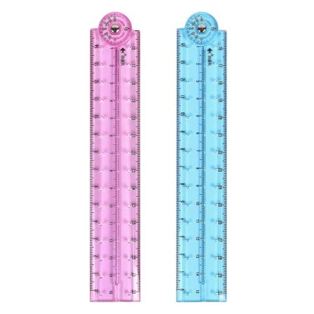 2 stk 30cm sammenleggbar gjennomsiktig linjal knusesikker plastlinjal skolemateriell