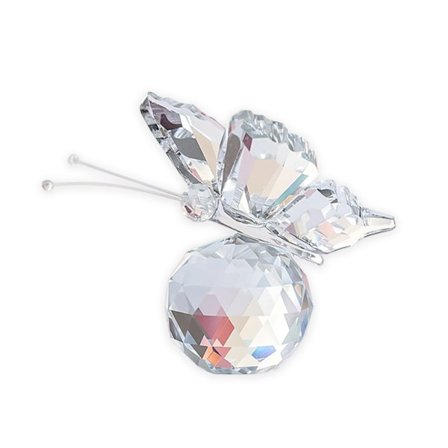 Krystal sommerfugl, krystalglas sommerfugl med kuglebase, ornament kunstglas dekorativ til hjemmet indretning statue dyr glas sommerfugl indretning (
