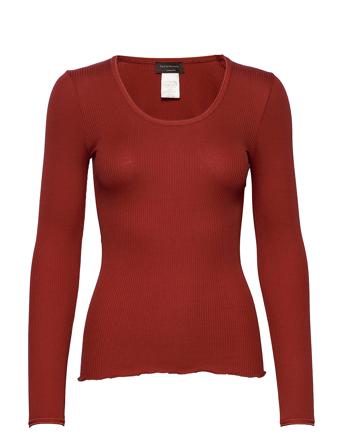 Silk T-Shirt T-shirts & Tops Long-sleeved Rød Rosemunde*Betinget Tilbud