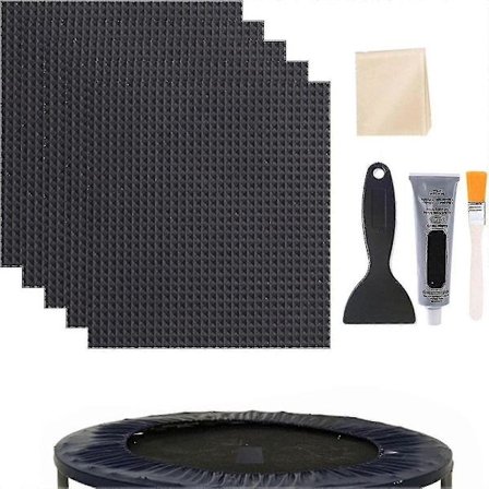 5-pak Snabb Trampolin Reparationssæt 4 X 4 Firkantede Lapper Kit Med Lim Børste Skraber Handsker Og Tørreklud Trampolin Måtte Reparation lucky