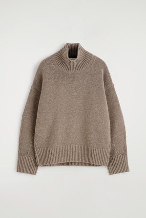 COS Women's Chunky Funnel-Neck Wool Jumper in Beige