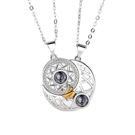 Aurinko ja kuu ikuisuus rakastan sinua Choker kaulakoru naisille miehille tytöille pari ontto magneetti palapeli sovitus riipus kaulakoru