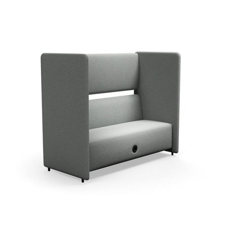 Soffa CLEAR SOUND, 3 sits, med USB/220V-uttag, tyg Focus Melange, silvergrå