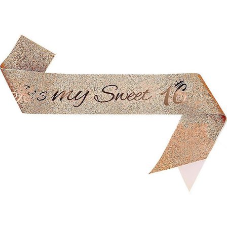 Glitter Rosaguld 16 års fødselsdagsslynge Sweet 16 Fest