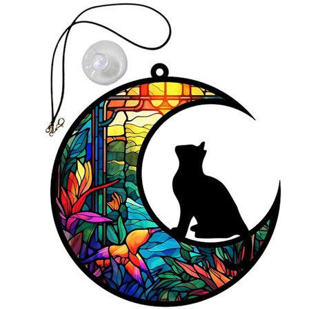 Akryl månekat vedhæng have vedhæng kat måne vedhæng (12,70X12,00X0,20CM, som vist på billedet)