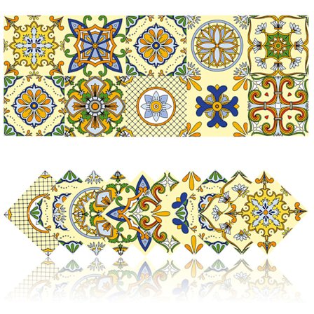 Pakke med 20 kjøkkenflis-klistremerker, (20 x 20 cm, gul)