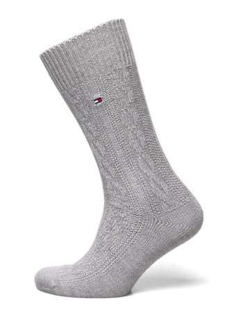 Th Men Sock 1P Cable Wool Underwear Socks Regular Socks Grå Tommy Hilfiger*Betinget Tilbud