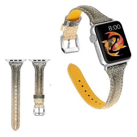 Apple Watch Series 5 40mm klockarmband i äkta läder med blingbling - Roséguld