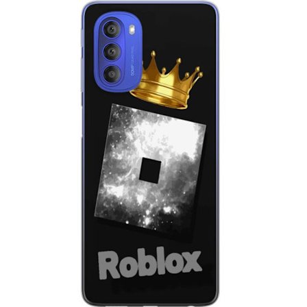 Kompatibelt Mobildeksel til Motorola Motorola Moto G51 5G Minimalistisk svart og sølvfarget Roblox-symbol med gylden krone og luksuriøs gamer-esteti