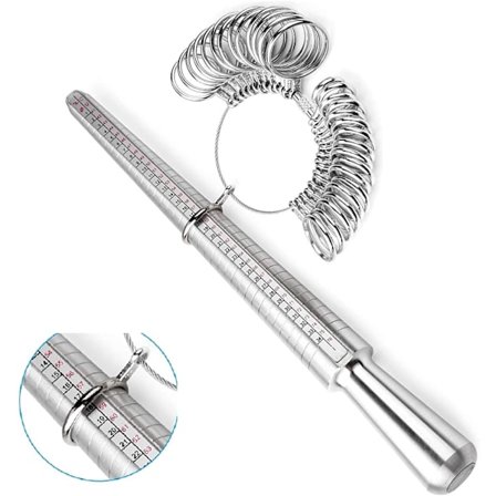 Sormusmitta rengasmittarisarjalla ja rengaspuikolla