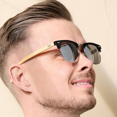 Gafas de Sol Browline de Bambú Negras y Ahumadas para hombres - Gafas de sol de madera