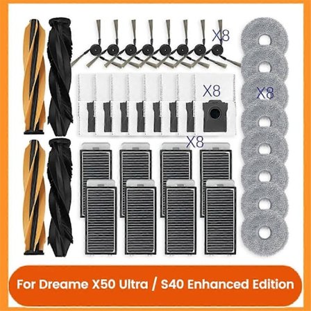 36PCS Tilbehørssett for Dreame X50 Ultra / S40 Enhanced Edition Støvsugertilbehør Hovedsidebørste