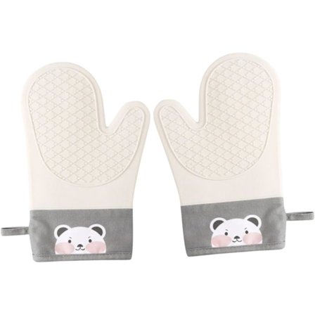 1 par hvide tykke isolerede handsker silikonehandsker høj temperatur