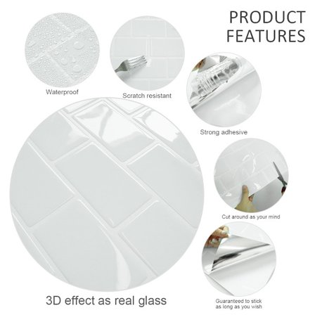 Kjøkken Hvit Skrell og Lim Backsplash