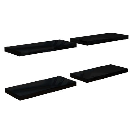 Vidaxl Svävande Vägghyllor 4 St Svart Högglans 60x23,5x3,8 Cm Md Svart