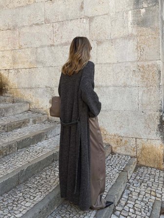 Lovisa Wallin x NA-KD langer Strick-Cardigan - Cardigans - Braun - S (EU 34-36)