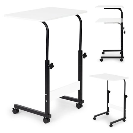 Laptopbord med hjul, skrivebord fastgjort til sofalænestolen - hvid