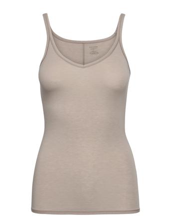 Spaghetti Top T-shirts & Tops Sleeveless Beige Schiesser