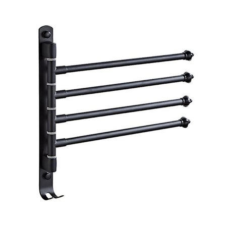 Håndklædeholder til badeværelse med 4 håndklædetørringsstænger Sus304 rustfrit stål vægmonteret håndklædeholder håndklædetørrer, sort, 30,5*30*2,7cm